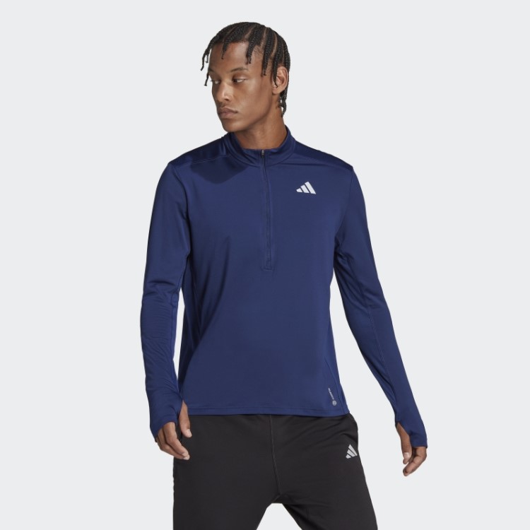 Camiseta Adidas Dark Blue Own The Run 1/2 Zíper