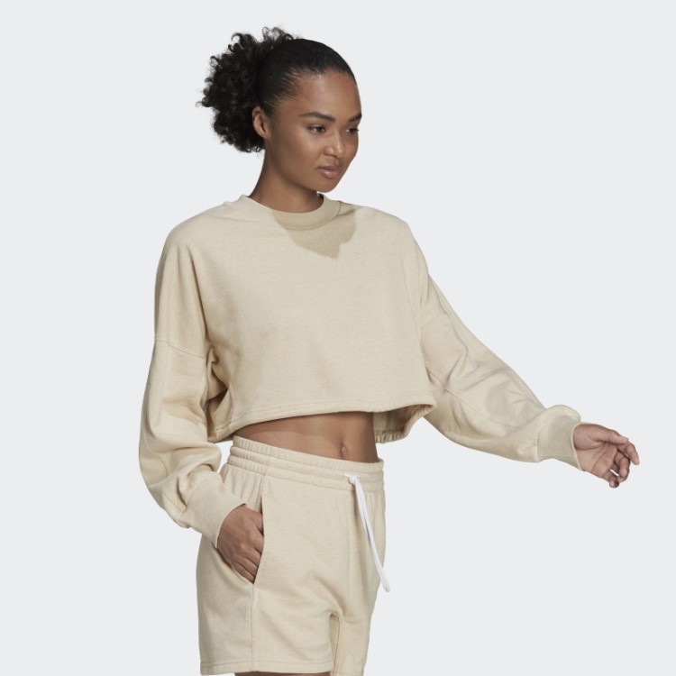Adidas Sportswear Botanic Bege Mel Studio Lounge Moletom Verão Tripulação Quente