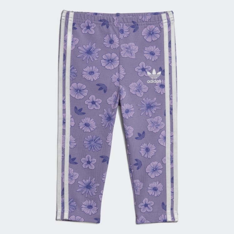 Conjunto Legging Vestido Floral Lilás Adidas