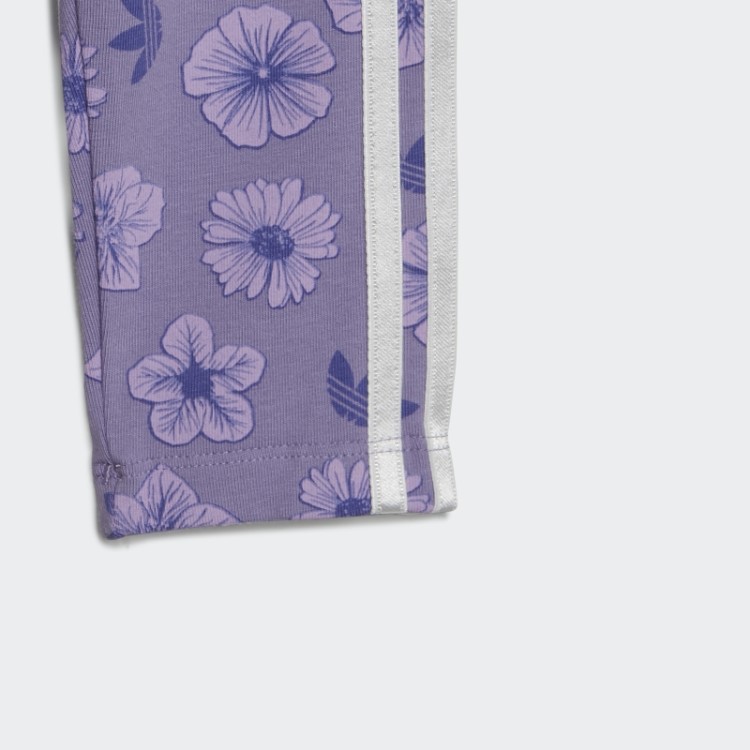 Conjunto Legging Vestido Floral Lilás Adidas