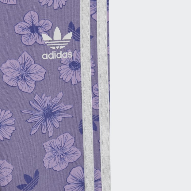 Conjunto Legging Vestido Floral Lilás Adidas