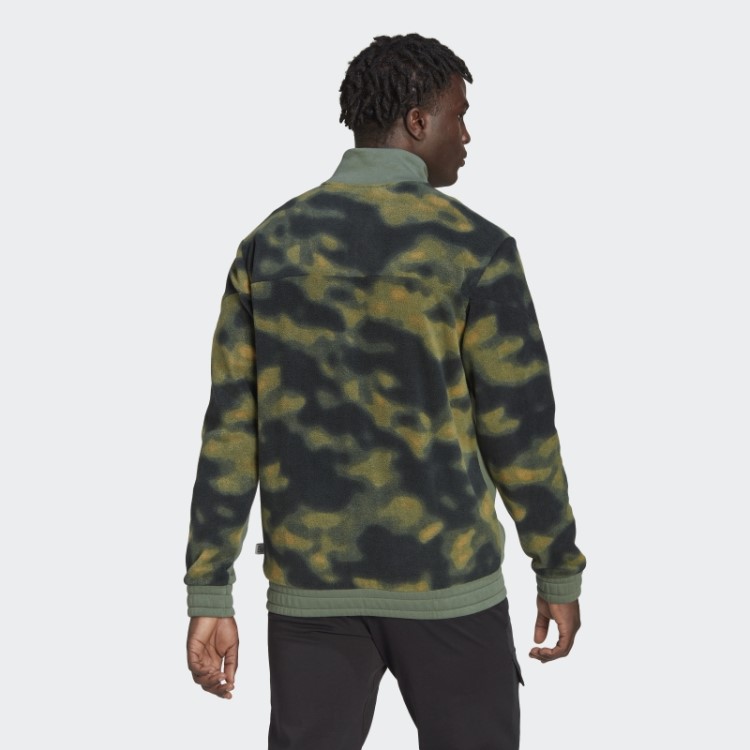 Jaqueta De Lã Polar Nature Allover Com Zíper 1/4 Orbit Green Adidas