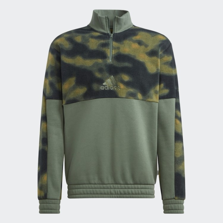 Jaqueta De Lã Polar Nature Allover Com Zíper 1/4 Orbit Green Adidas