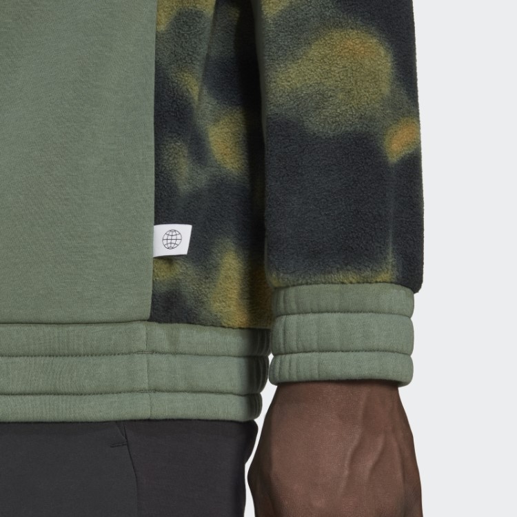 Jaqueta De Lã Polar Nature Allover Com Zíper 1/4 Orbit Green Adidas