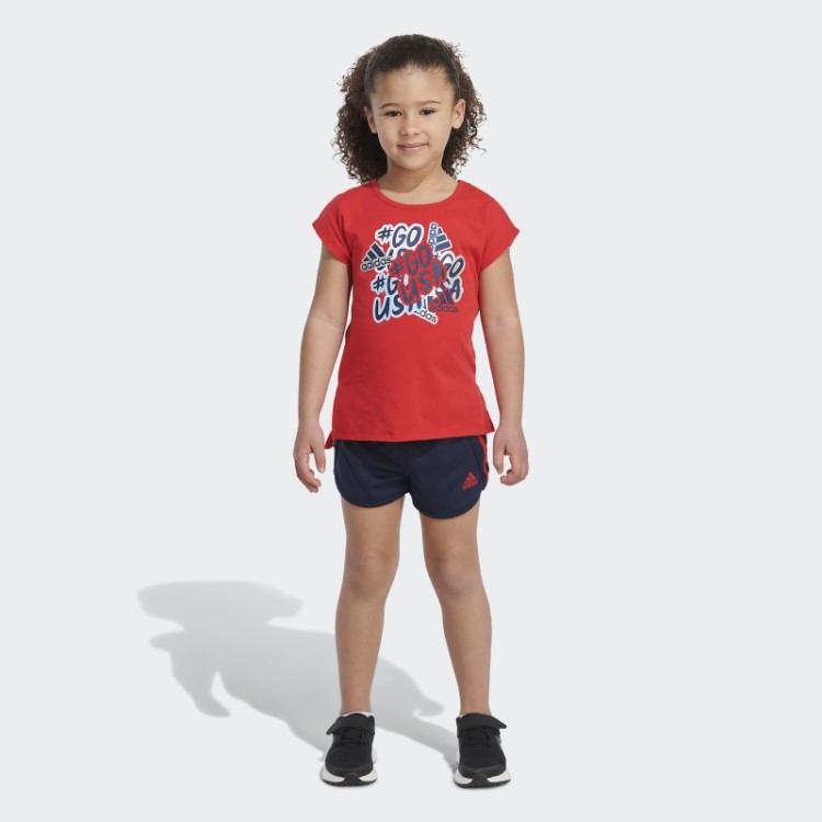 Conjunto De Camiseta E Shorts Vermelho Adidas