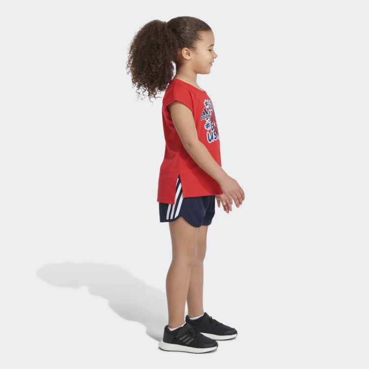 Conjunto De Camiseta E Shorts Vermelho Adidas