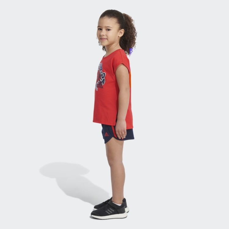 Conjunto De Camiseta E Shorts Vermelho Adidas