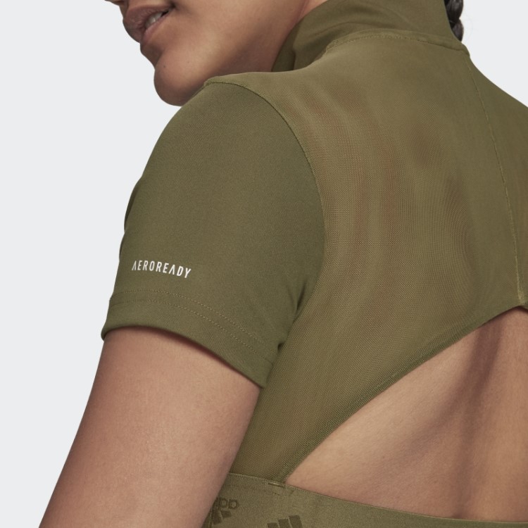 Camiseta Adidas Olive Hyperglam Crop Com Zíper