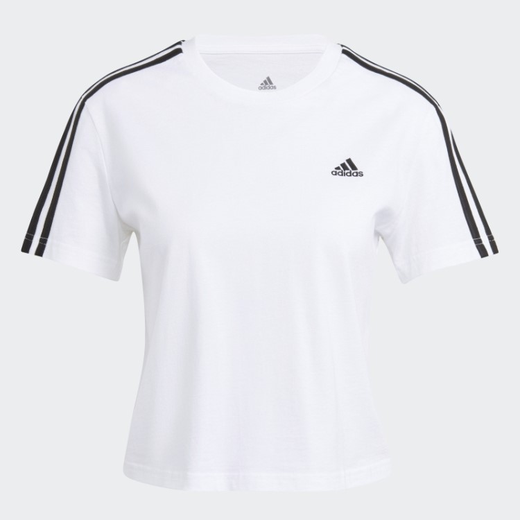 Essentials T-shirt Cropped Solta Com As 3 Riscas Adidas Branca