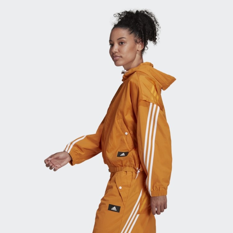 Focus Laranja Quente Adidas Roupas Esportivas Future Icons 3 Listras Tecido Com Capuz Casaco De Corrida