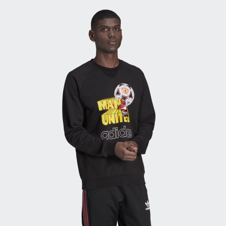Suéter Estampado Manchester United Preto Adidas