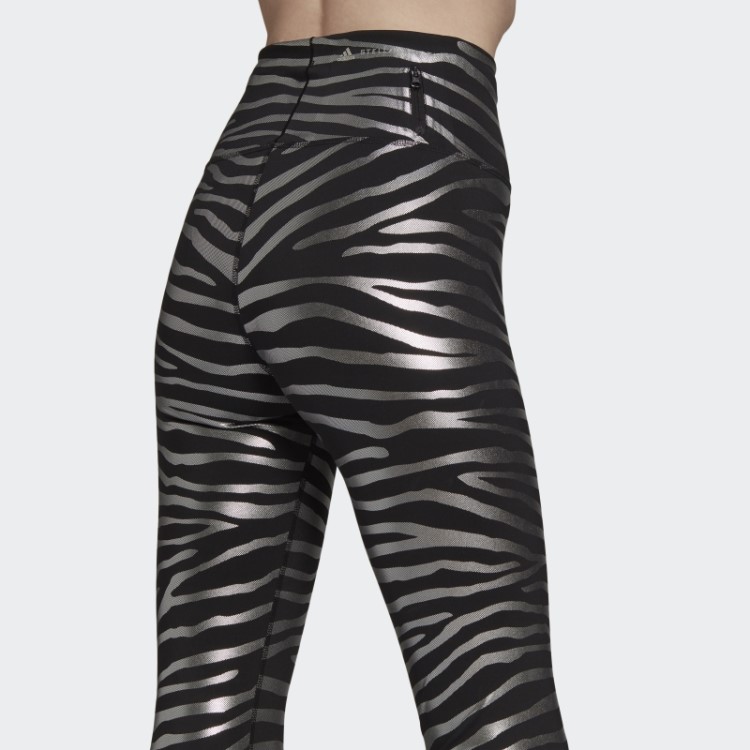 Meia-calça Preta Adidas By Stella Mccartney Training Com Estampa Metálica Fashion