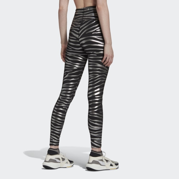 Meia-calça Preta Adidas By Stella Mccartney Training Com Estampa Metálica Fashion