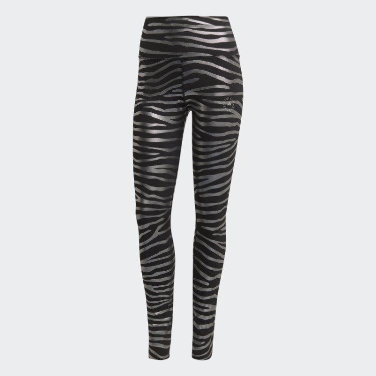 Meia-calça Preta Adidas By Stella Mccartney Training Com Estampa Metálica Fashion