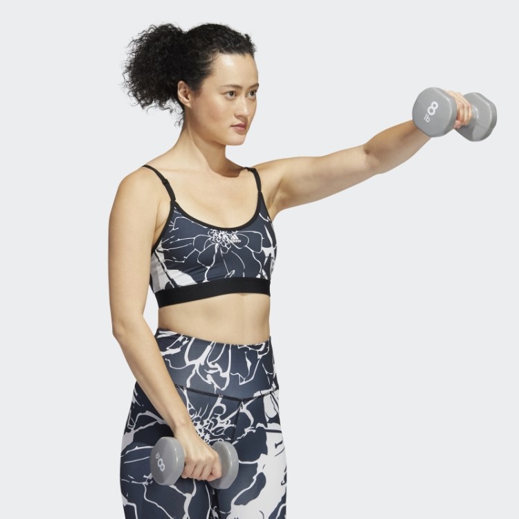 Sutiã Adidas Leve Com Estampa Floral E Cinza