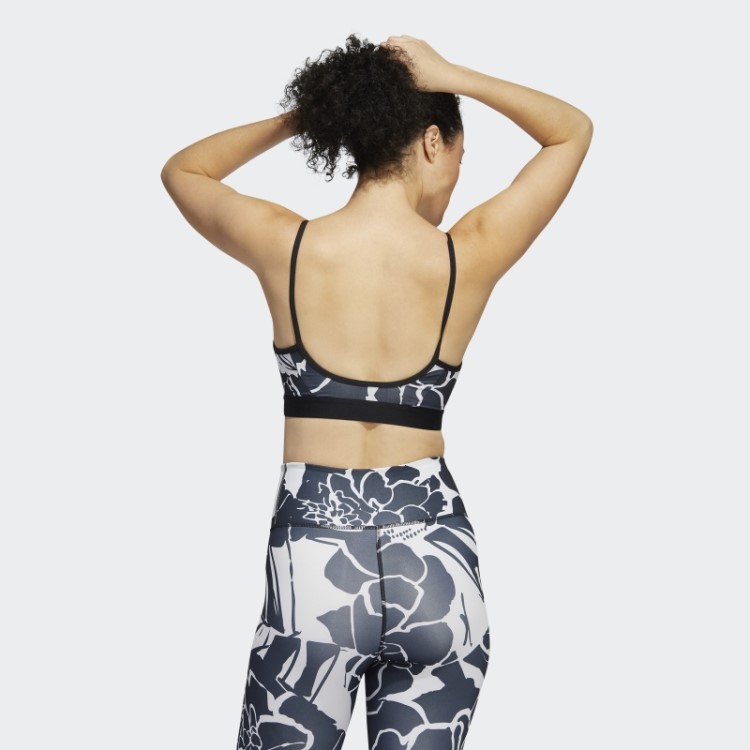 Sutiã Com Estampa Floral De Suporte Leve Cinza Adidas