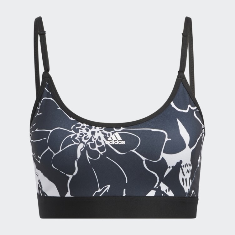 Sutiã Com Estampa Floral De Suporte Leve Cinza Adidas