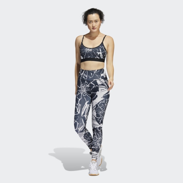 Sutiã Com Estampa Floral De Suporte Leve Cinza Adidas