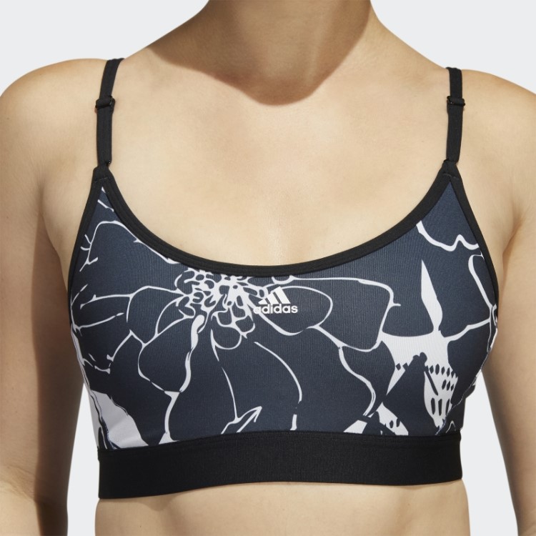 Sutiã Com Estampa Floral De Suporte Leve Cinza Adidas