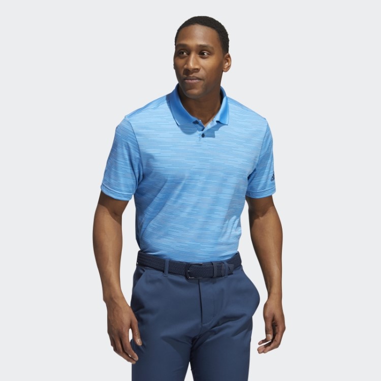 Camisa Polo Azul Adidas Com Listras Contrastantes
