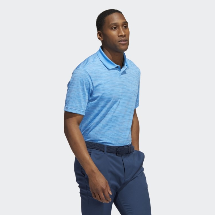 Camisa Polo Azul Adidas Com Listras Contrastantes