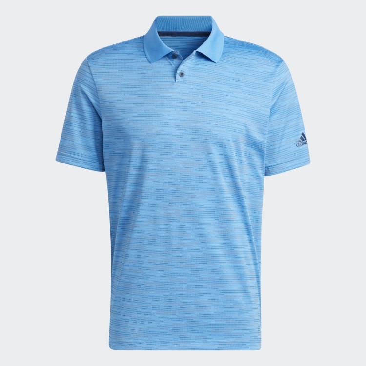 Camisa Polo Azul Adidas Com Listras Contrastantes
