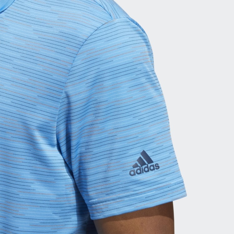Camisa Polo Azul Adidas Com Listras Contrastantes