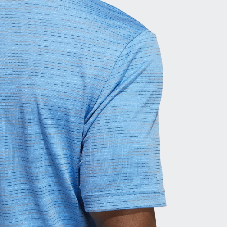 Camisa Polo Azul Adidas Com Listras Contrastantes