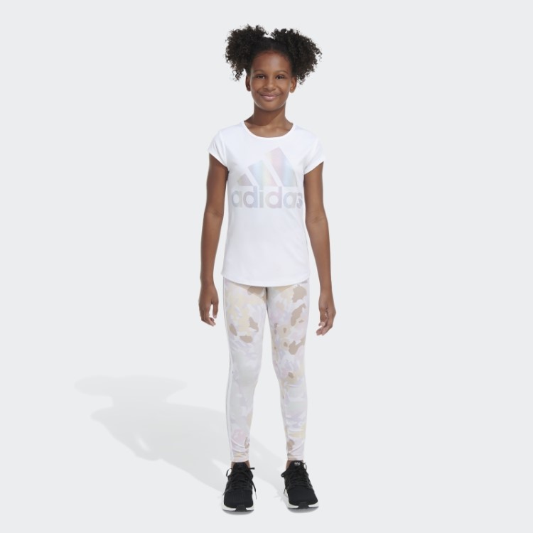 Meia-calça De Algodão Allover Estampada 7/8 Branca Adidas