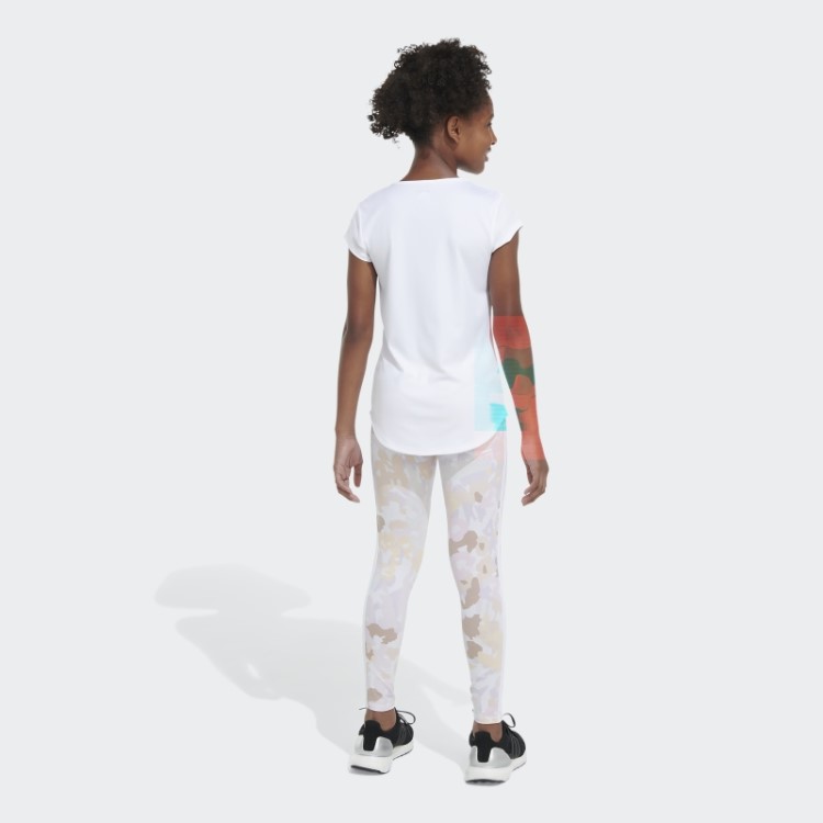 Meia-calça De Algodão Allover Estampada 7/8 Branca Adidas