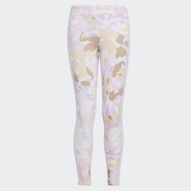 Meia-calça De Algodão Allover Estampada 7/8 Branca Adidas