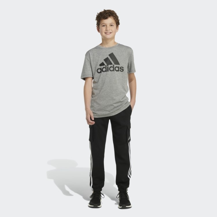 Jogger Preto Adidas Com As Três Listras De Lã Cargo