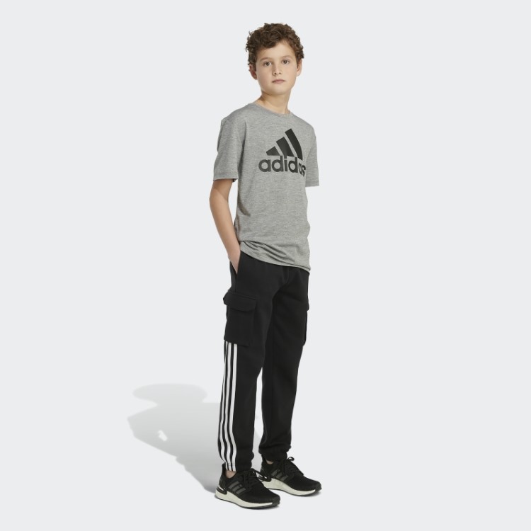 Jogger Preto Adidas Com As Três Listras De Lã Cargo