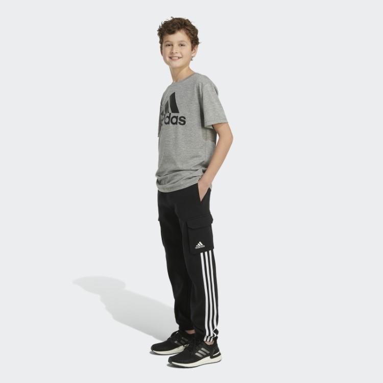 Jogger Preto Adidas Com As Três Listras De Lã Cargo