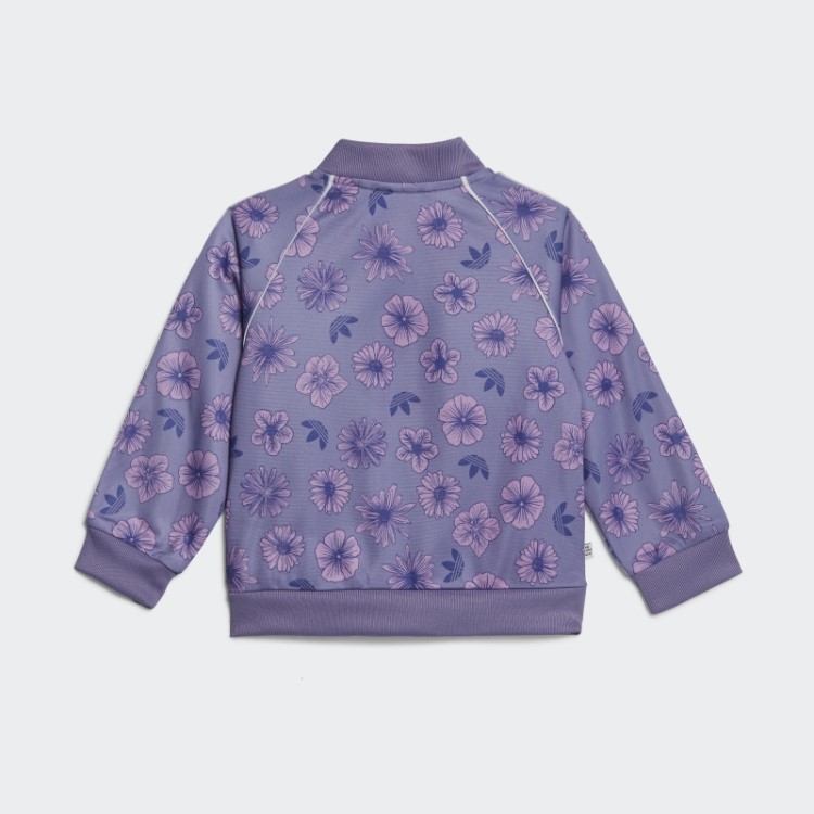 Conjunto De Moletom Floral Lilás Adidas