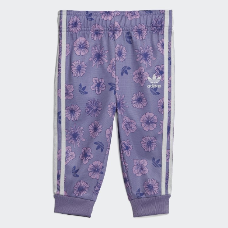 Conjunto De Moletom Floral Lilás Adidas