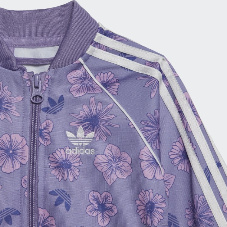 Conjunto De Moletom Floral Lilás Adidas