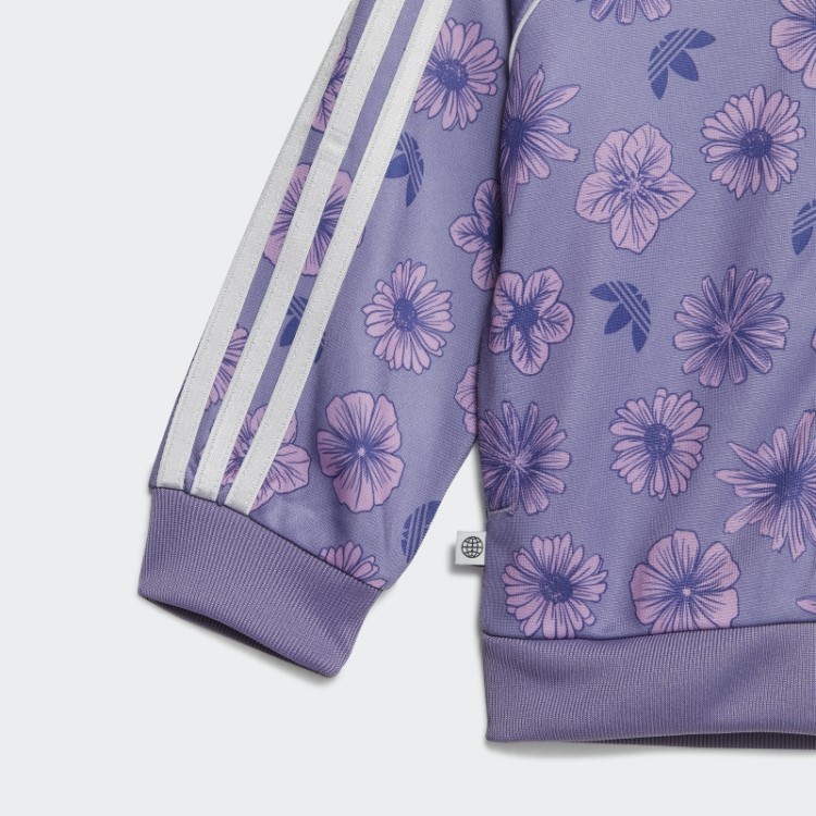Conjunto De Moletom Floral Lilás Adidas