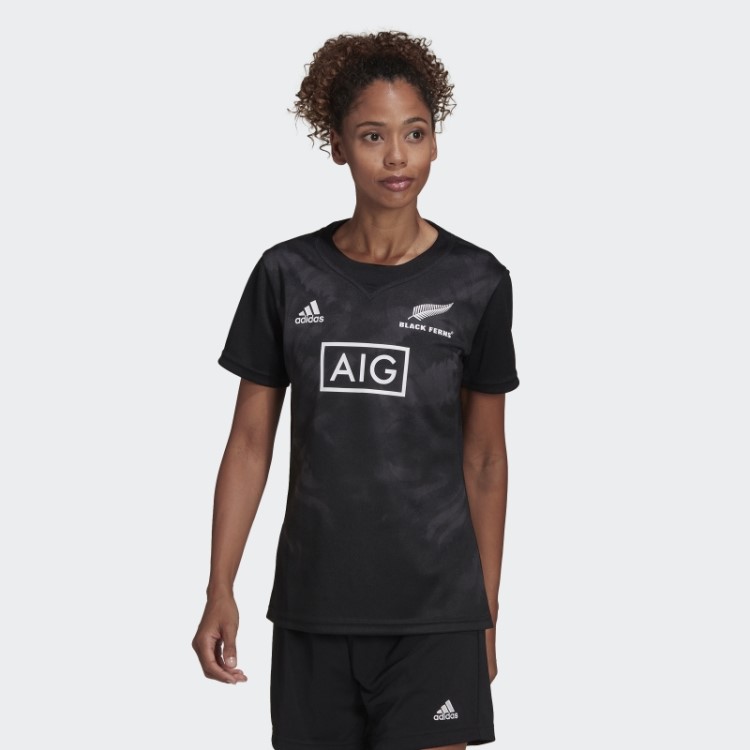Fashion Black Ferns Rugby Primeblue Réplica Home Jersey Adidas Preto