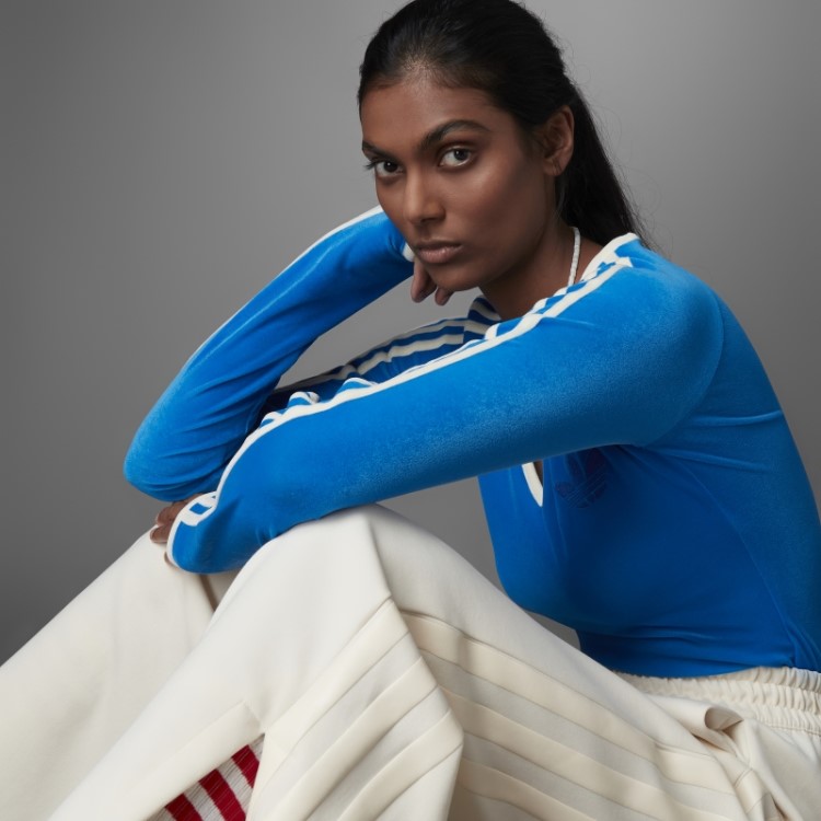 Body Adicolor Heritage Now Manga Longa Blue Bird Adidas