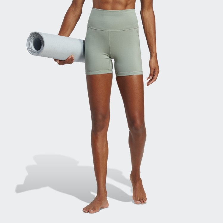 Adidas Yoga Studio Leggings Curtas De Cinco Polegadas Verde Prata