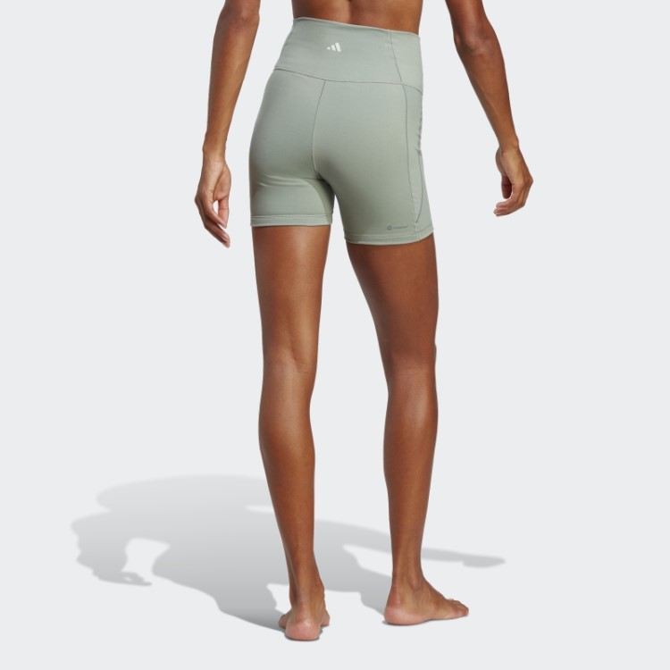 Adidas Yoga Studio Leggings Curtas De Cinco Polegadas Verde Prata