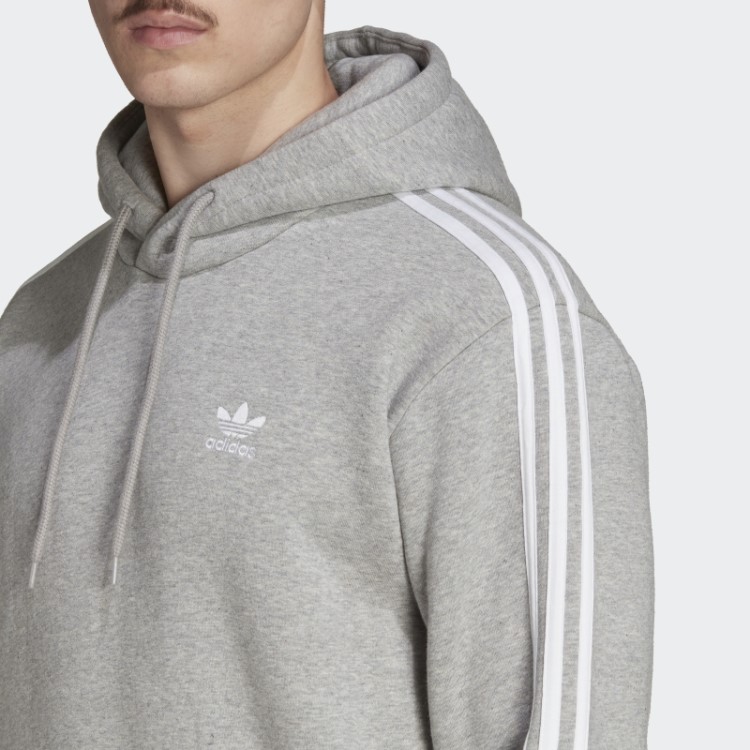 Moletom Com Capuz Adicolor Classics 3 Listras Cinza Médio Adidas