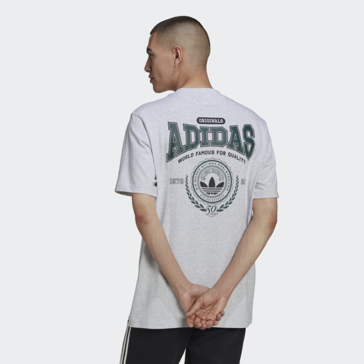 Camiseta Solta Cinza Claro Urze Adidas Varsity