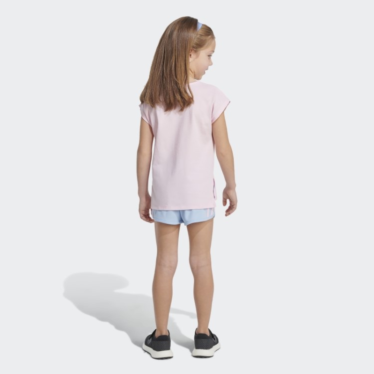Conjunto Camiseta E Shorts Estampados Rosa Adidas