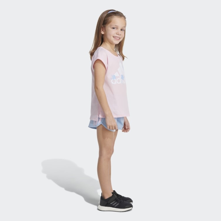 Conjunto Camiseta E Shorts Estampados Rosa Adidas