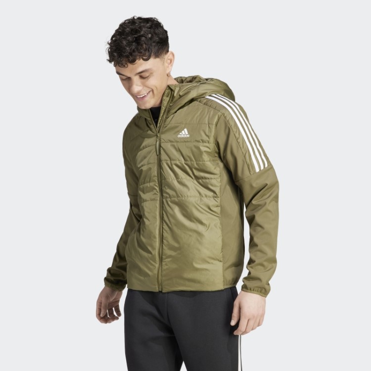 Jaqueta Híbrida Com Capuz Isolada Adidas Essentials Verde-oliva