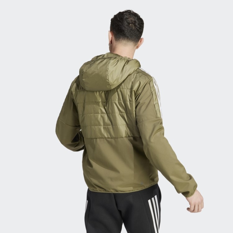 Jaqueta Híbrida Com Capuz Isolada Adidas Essentials Verde-oliva