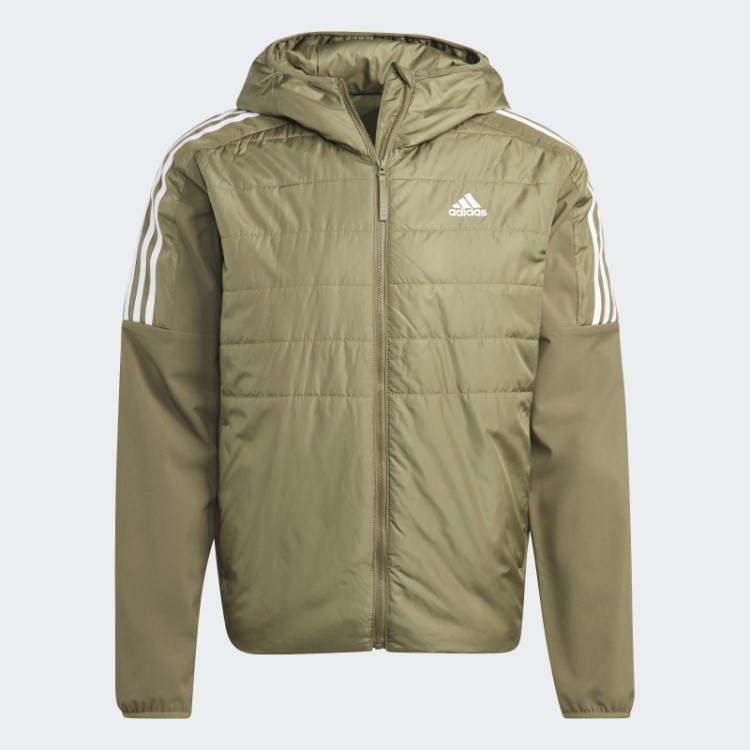 Jaqueta Híbrida Com Capuz Isolada Adidas Essentials Verde-oliva