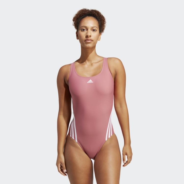 Moda De Maiô Rosa Adidas 3 Listras